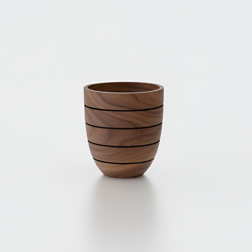 Aspen Tapered Round Fiberglass Planter – Walnut Wood Finish
