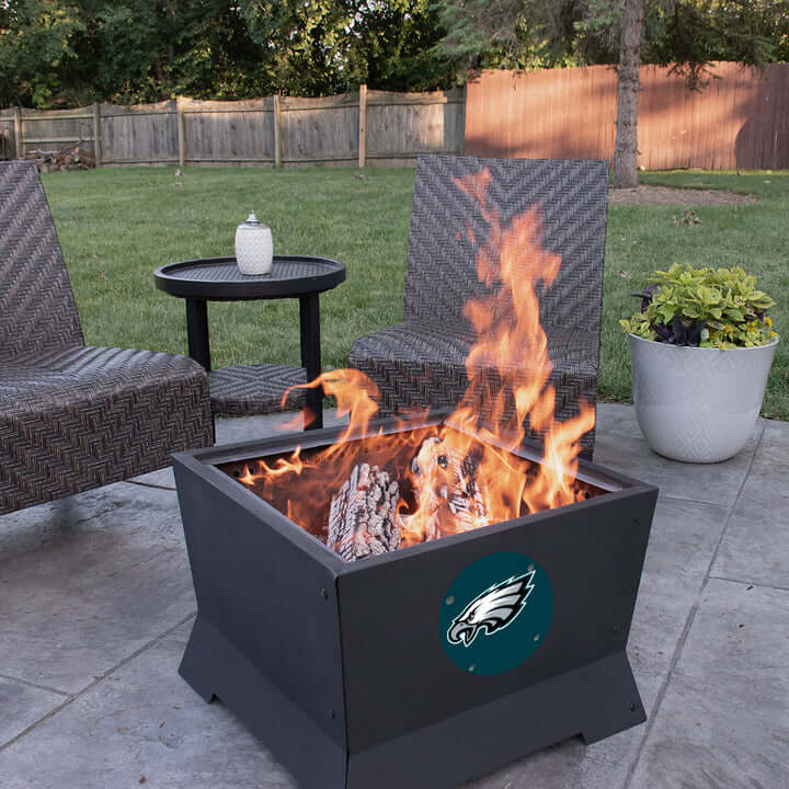 Official NFL Philadelphia Eagles 22" NFL Square Peak Patio Smokeless Fire Pit Medallion Series