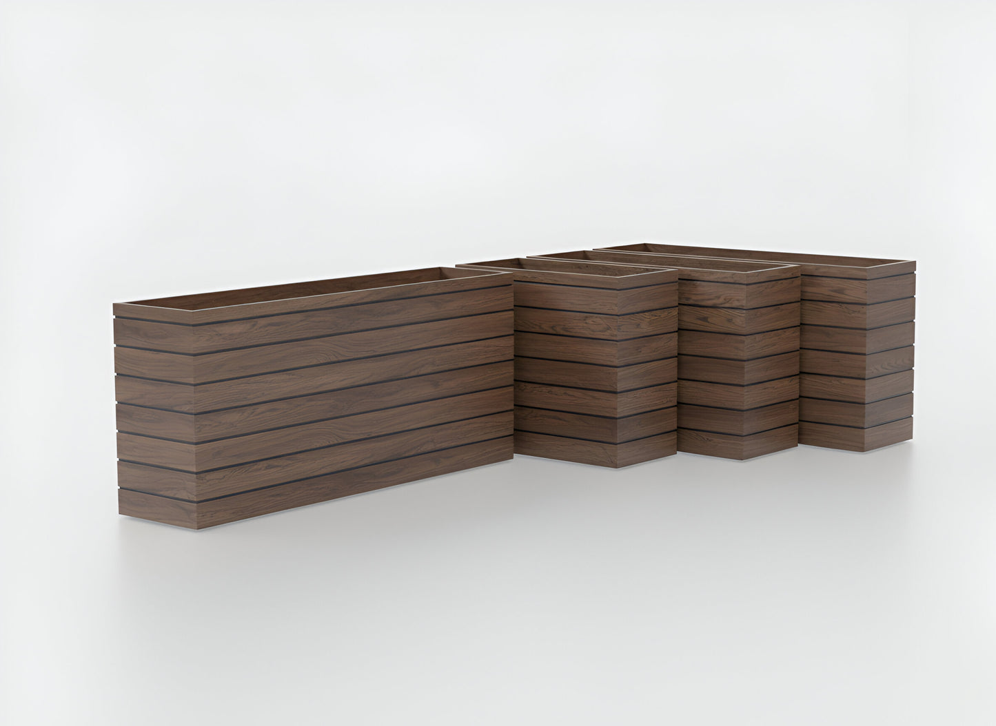 Jay Scotts Siena Short Rectangular Wood Grain Fiberglass Planter