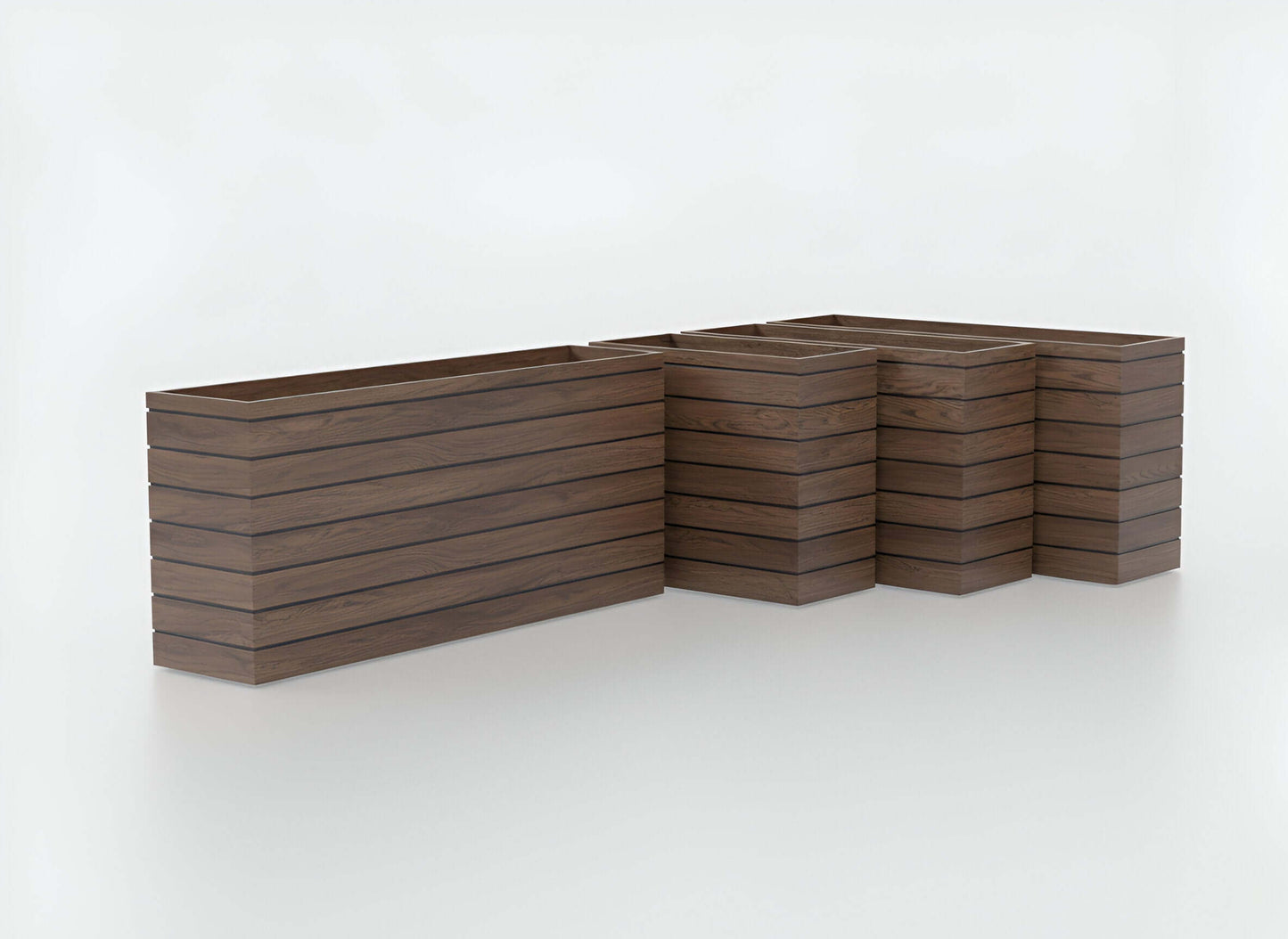 Jay Scotts Siena Short Rectangular Wood Grain Fiberglass Planter - Size: 36"x17"x24" - Yardify Commercial Spec
