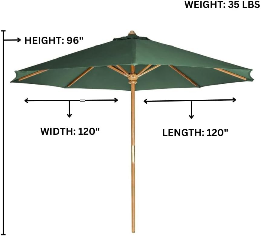 All Things Cedar 10-Ft Teak Market Umbrella — Java Finish, Brass Hardware
