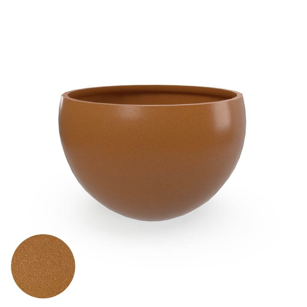 Jay Scotts Tarragona Fiberglass Round Planter Box - 24"D x 16"H - Color: BRZ Metallic Bronze - Yardify Commercial Spec