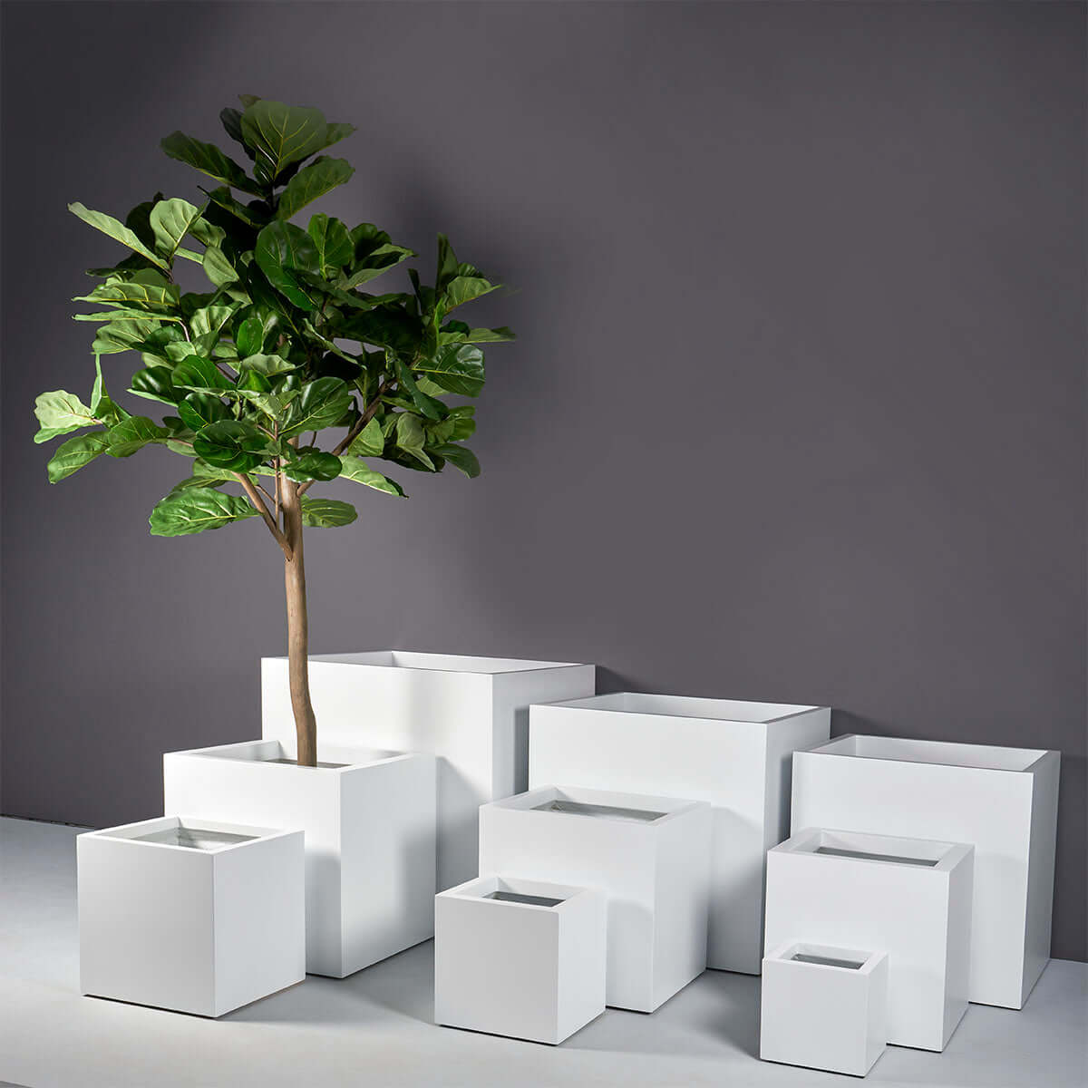 square planter boxes indoor Jay Scotts Montroy Cube Fiberglass Square Planter Box