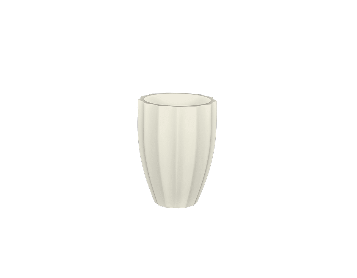 Jay Scotts Alicante Ribbed Fiberglass Round Planter -15"D x 21"H - Color: SBE Satin Beige - Yardify Commercial Spec