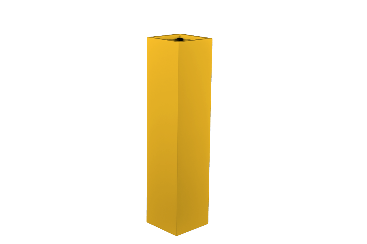 Jay Scotts Hong Kong Fiberglass Tall Square Planter - 10"L x 10"W x 42"H - Color: GSF Gloss Saffron - Yardify Commercial Spec