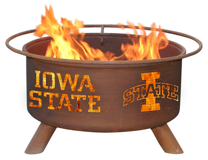 Collegiate Iowa State University Logo Wood / Charcoal Steel Fire Pit, Fireplace - Yardify.com