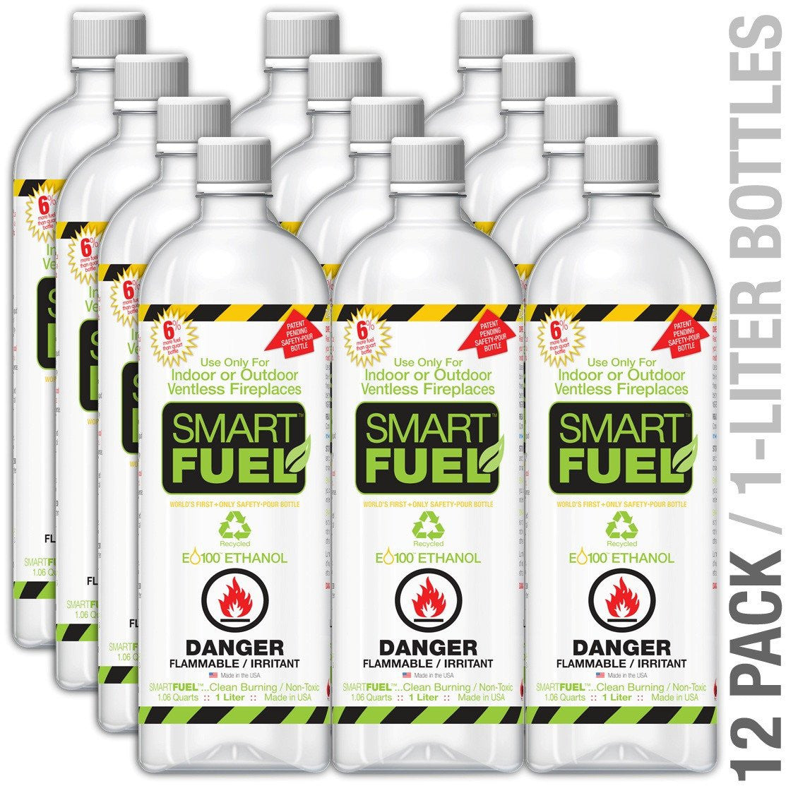 Smartfuel™ Ethanol Fuel for Indoor & Outdoor Ventless Fireplaces - 6 or 12 Liter Pack, Ethanol Fuel - Yardify.com