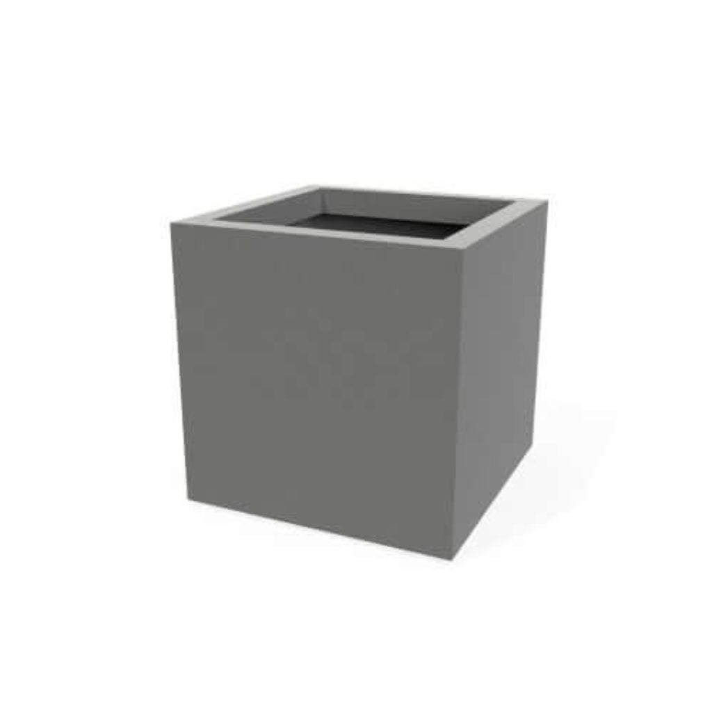 Jay Scotts Montroy Cube Fiberglass Square Planter - 20"L x 20"W x 20"H - Color: MCH Matte Charcoal - Yardify Commercial Spec