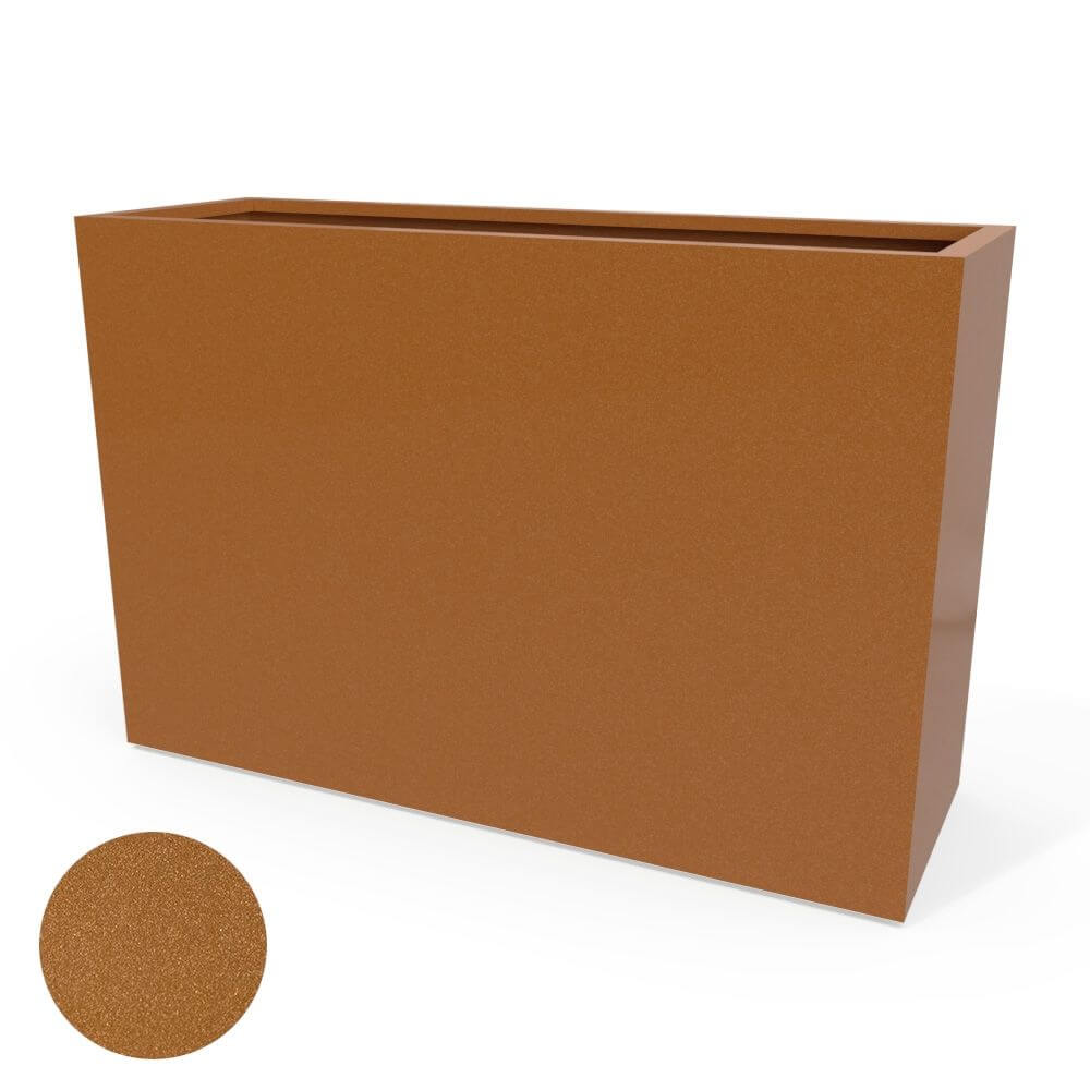 Jay Scotts Potsdam Rectangular Fiberglass Planter - 48"L x 16"W x 32"H - Color: BRZ Metallic Bronze - Yardify Commercial Spec