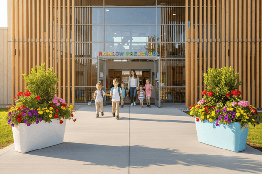 Early Childhood Security & Biophilic Design: Why Kindergartens Need Large Fiberglass Planters for Emotional Support and Discreet Perimeter Protection
