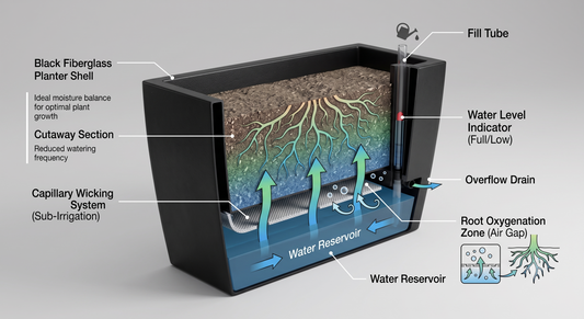 Commercial Planter Drainage Mechanics: Sub-Irrigation, Root Health, and Engineering Specification