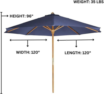 All Things Cedar 10-Ft Teak Market Umbrella — Java Finish, Brass Hardware