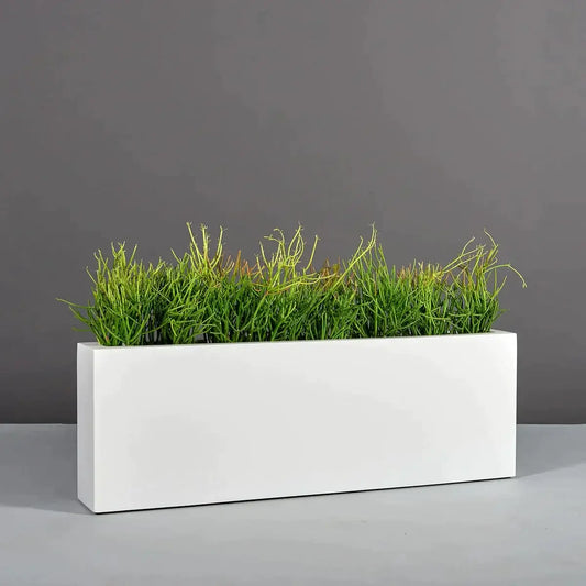 Jay Scotts Miami Rectangular Planter Box - 48"L x 12"W x 18"H - Color: MBW Matte Bright White - Yardify Commercial Spec