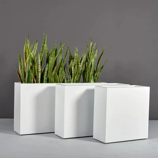 Jay Scotts Hollywood Rectangular Planter Box - 36"Lx 12"W x 24"H - Color: MBW Matte Bright White - Yardify Commercial Spec