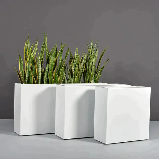 Jay Scotts Hollywood Rectangular Planter - 72"L x 12"W x 24"H - Color: MBW Matte Bright White - Yardify Commercial Spec