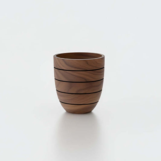 Aspen Tapered Round Fiberglass Planter – Walnut Wood Finish 20" × 23" - Drainage Holes: None - Yardify Commercial Spec
