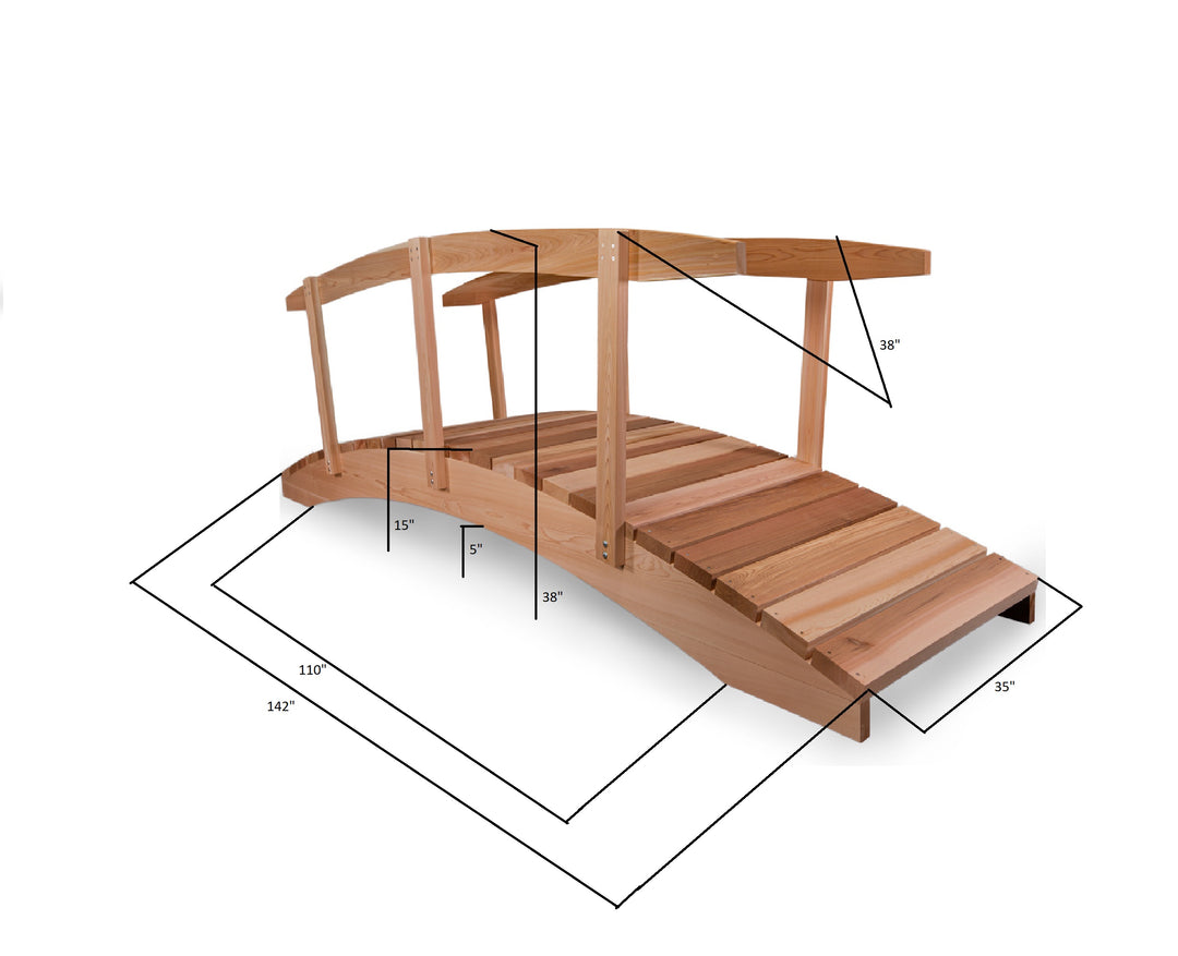 12-Ft Cedar Garden Bridge with Side Rails