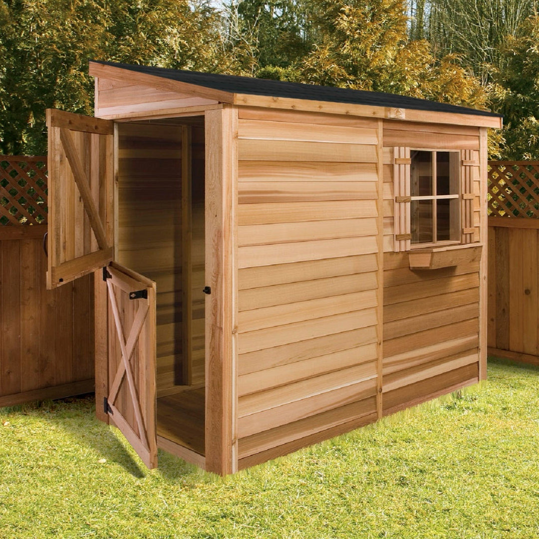 Cedarbrook Bayside Lean-To Cedar Shed Kit (6'x3' to 12'x4') | Yardify
