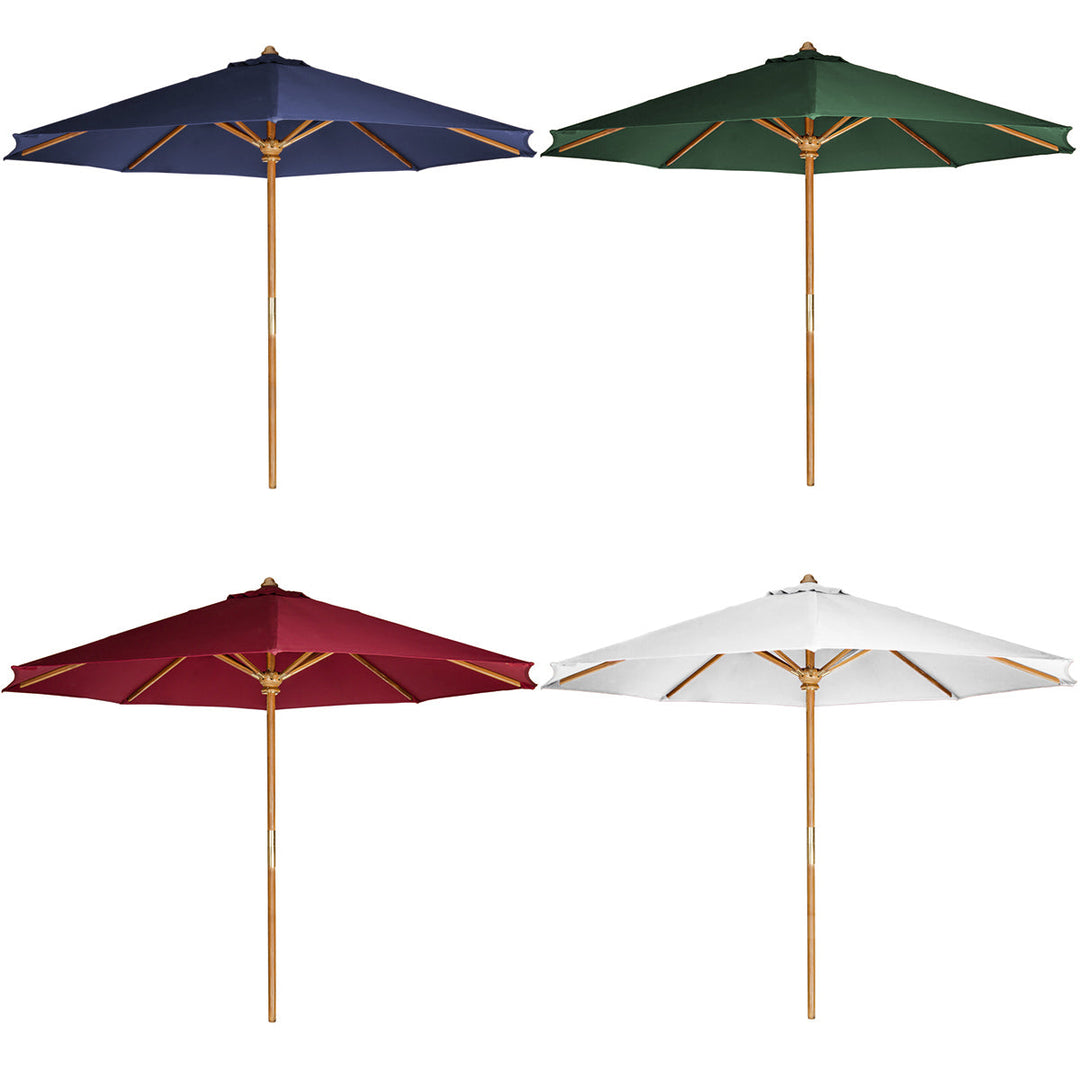 All Things Cedar 10-Ft Teak Market Umbrella — Java Finish, Brass Hardware