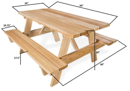 6-Ft Cedar Picnic Table with Benches (PT70)