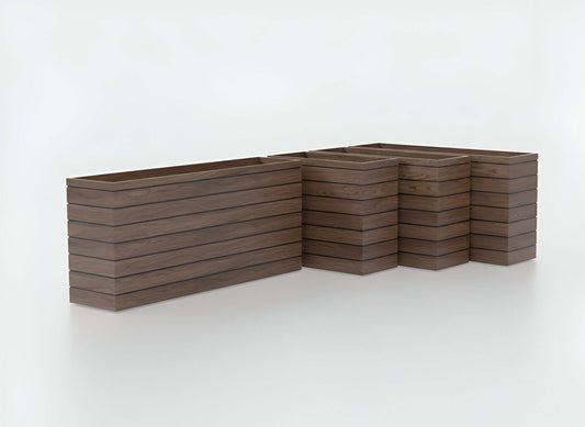 Jay Scotts Siena Short Rectangular Wood Grain Fiberglass Planter - Size: 36"x17"x24" - Yardify Commercial Spec