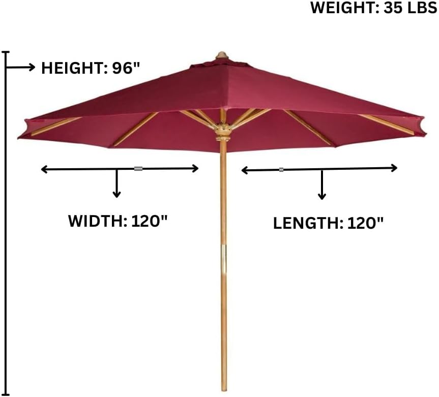 All Things Cedar 10-Ft Teak Market Umbrella — Java Finish, Brass Hardware