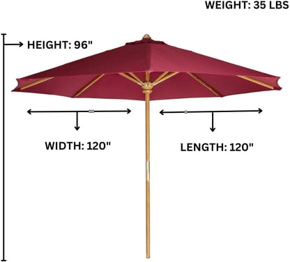All Things Cedar 10-Ft Teak Market Umbrella — Java Finish, Brass Hardware