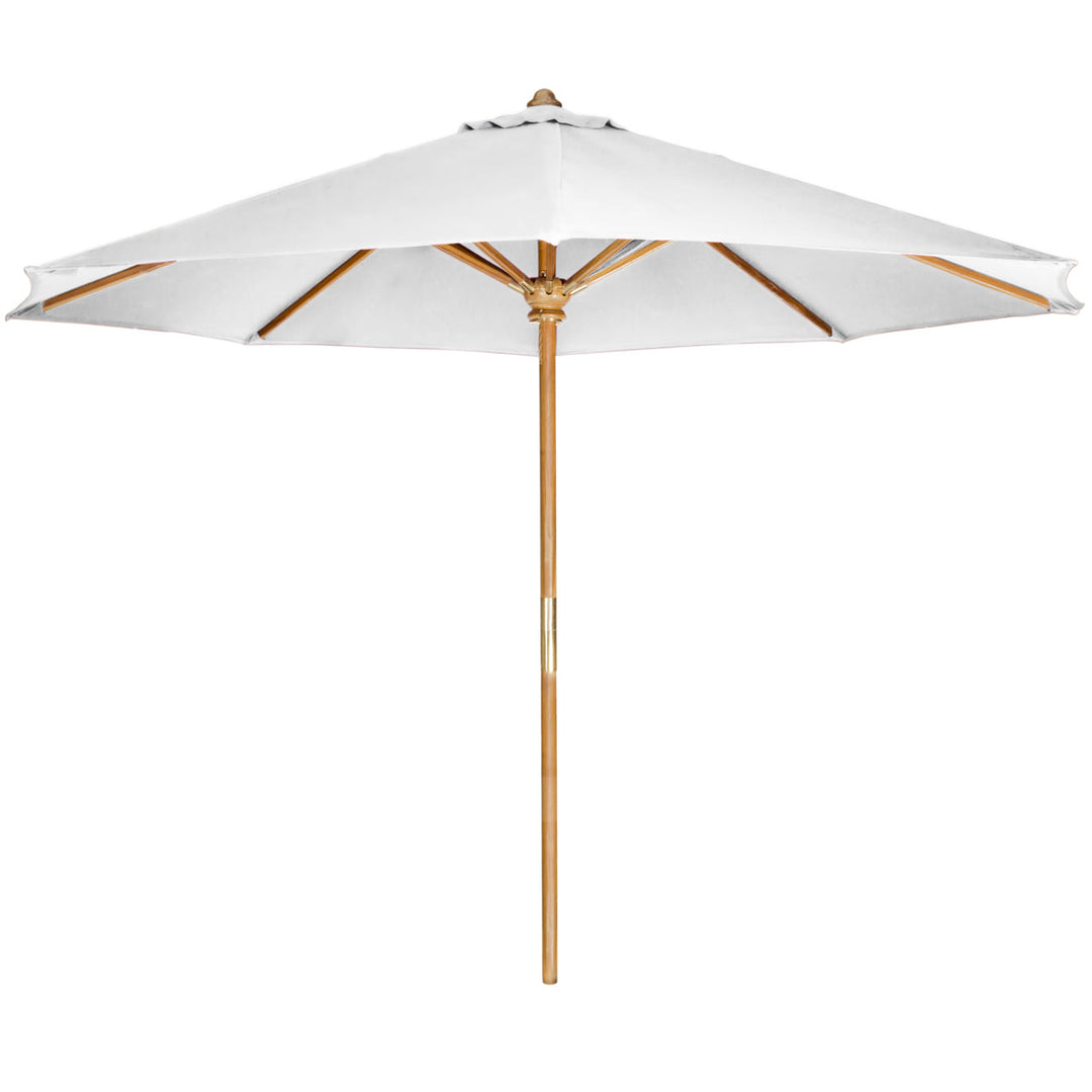 All Things Cedar 10-Ft Teak Market Umbrella — Java Finish, Brass Hardware
