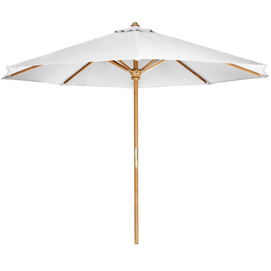 All Things Cedar 10-Ft Teak Market Umbrella — Java Finish, Brass Hardware