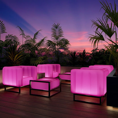 MOJOW - YOMI Luminous Lounge Garden & Coffee Table - Pink 4 Pieces