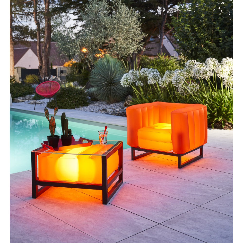 MOJOW - YOMI Luminous Lounge Garden & Coffee Table - Orange 4 Pieces