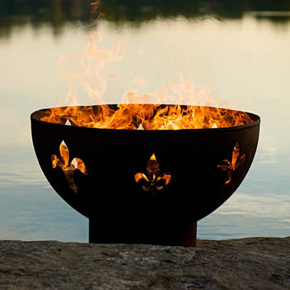 Fire Pit Art Fleur De Lis Handcrafted Carbon Steel Fire Pit (FDL), Fireplace - Yardify.com