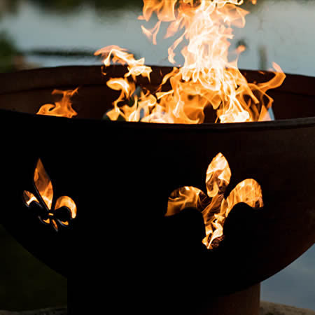 Fire Pit Art Fleur De Lis Handcrafted Carbon Steel Fire Pit (FDL), Fireplace - Yardify.com