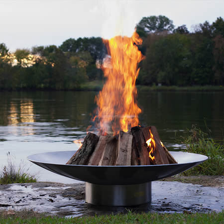 Fire Pit Art Bella Vita Stainless Steel Handcrafted Carbon Steel Fire Pit (BV), Fireplace - Yardify.com