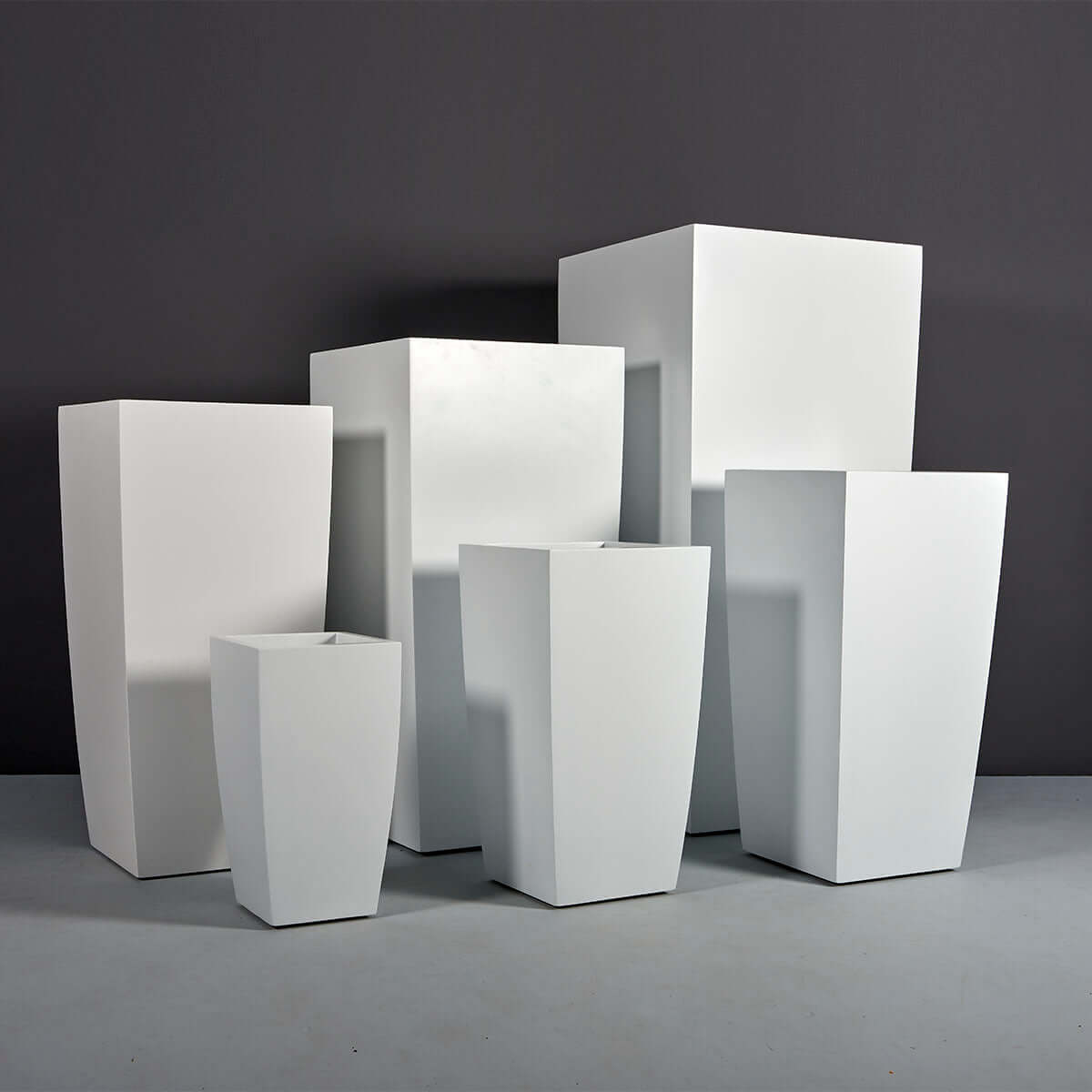 tall tapered square planter pots Jay Scotts Toulan Tall Square Fiberglass Planter