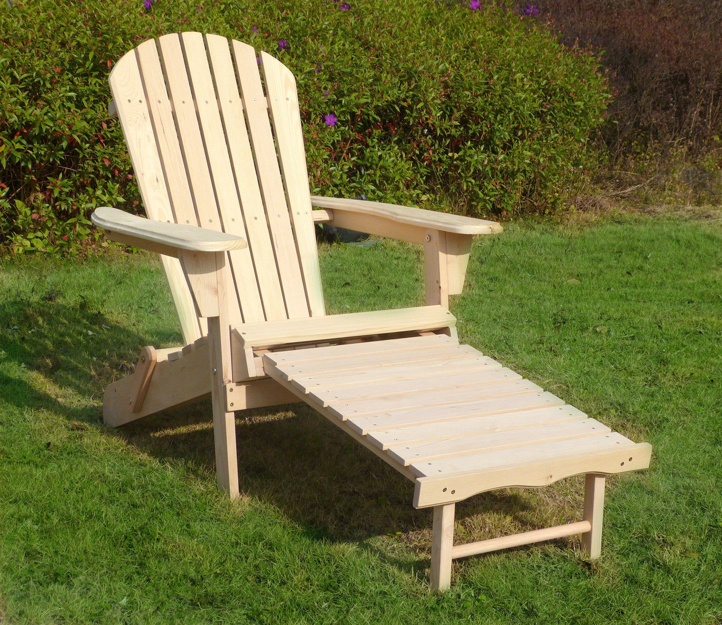 Wooden Unfinished Adirondack Chair Kit With Pullout Ottoman, Chair - Yardify.com