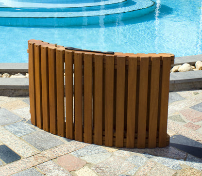 Swimming Pool-Side Acacia Hardwood Curved Folding Chaise Lounger, Chair - Yardify.com