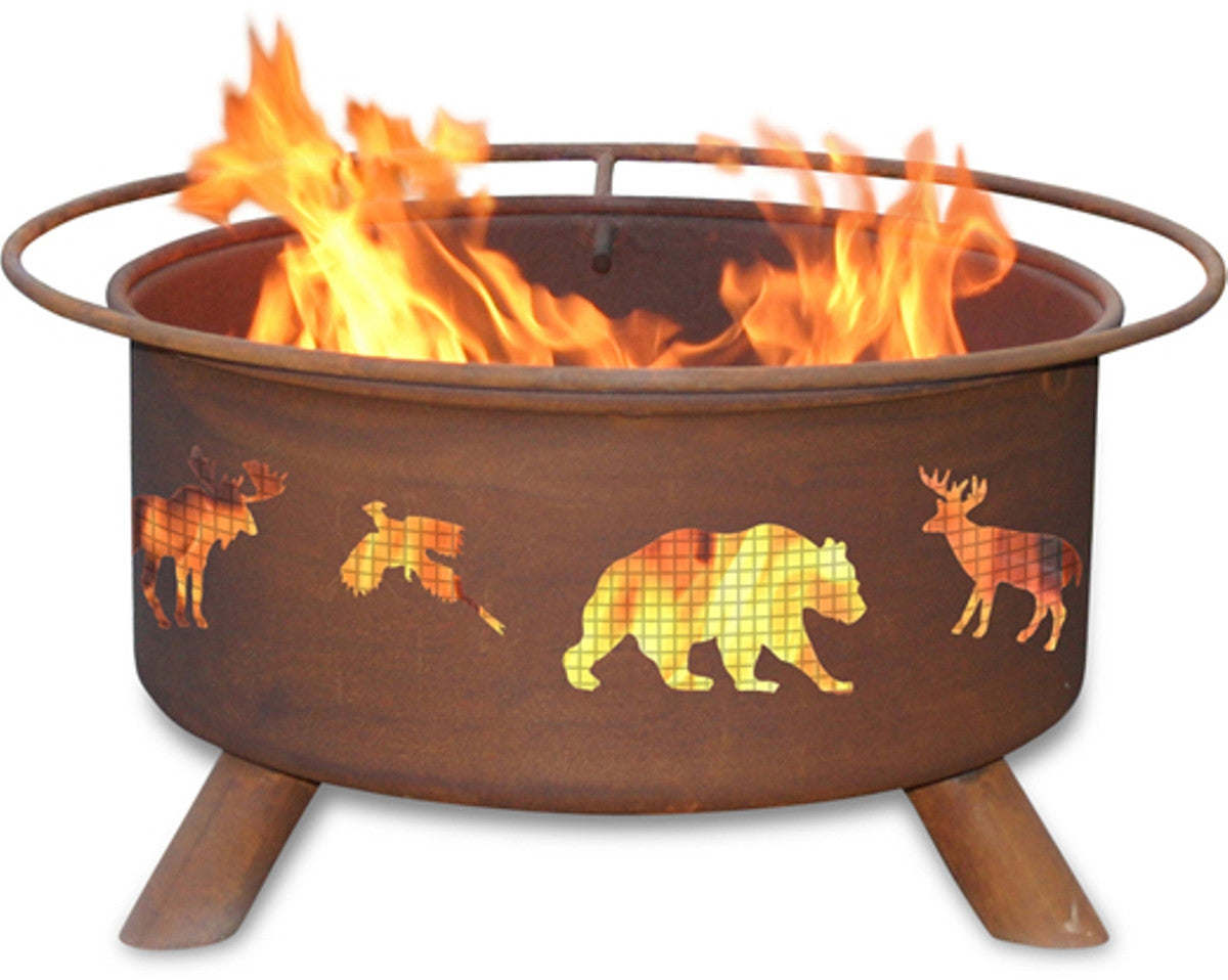 Wildlife Animal Design Logo Wood / Charcoal Steel Fire Pit, Fireplace - Yardify.com