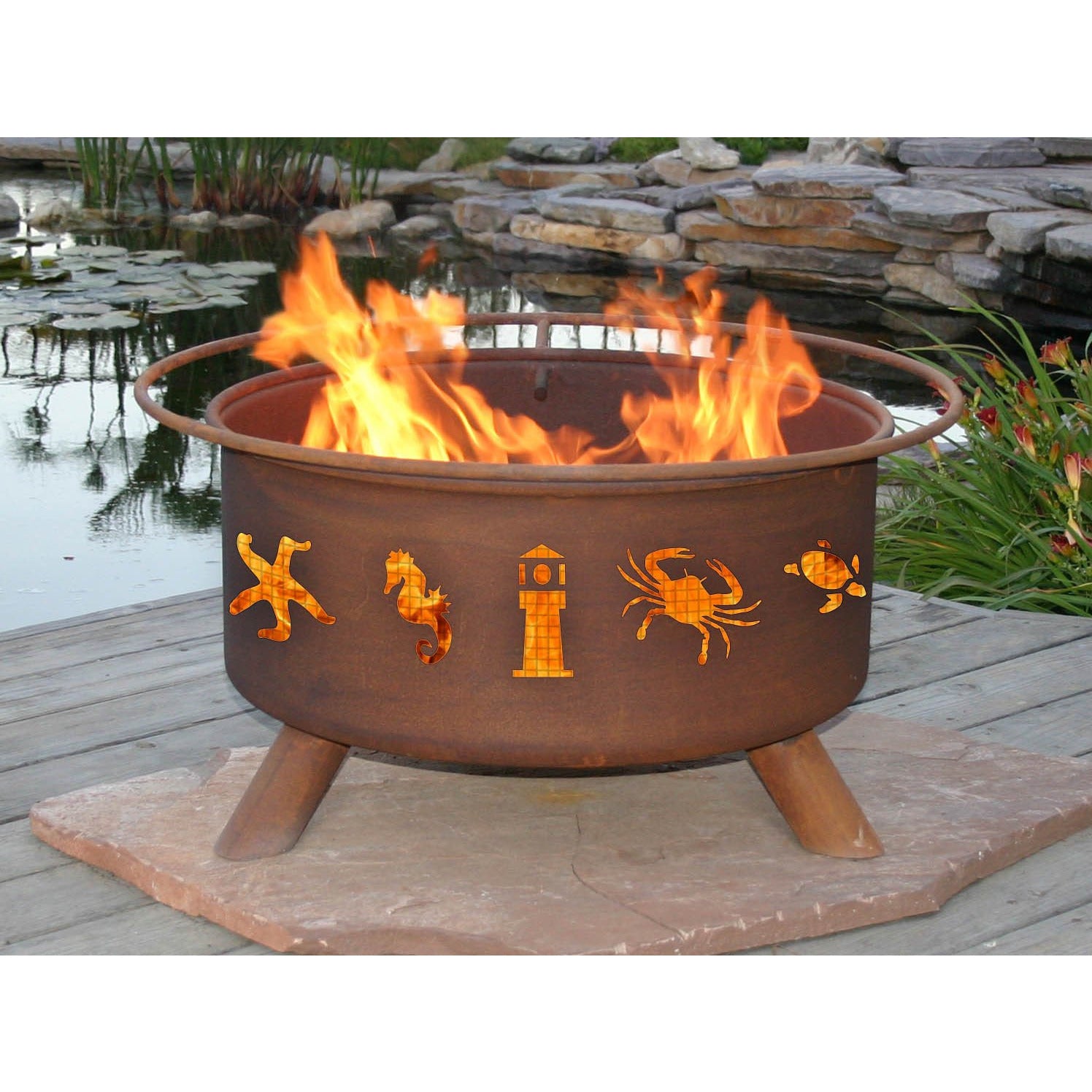 Atlantic Coast Ocean Design Steel Wood and Charcoal Fire Pit for Patio, Fireplace - Yardify.com