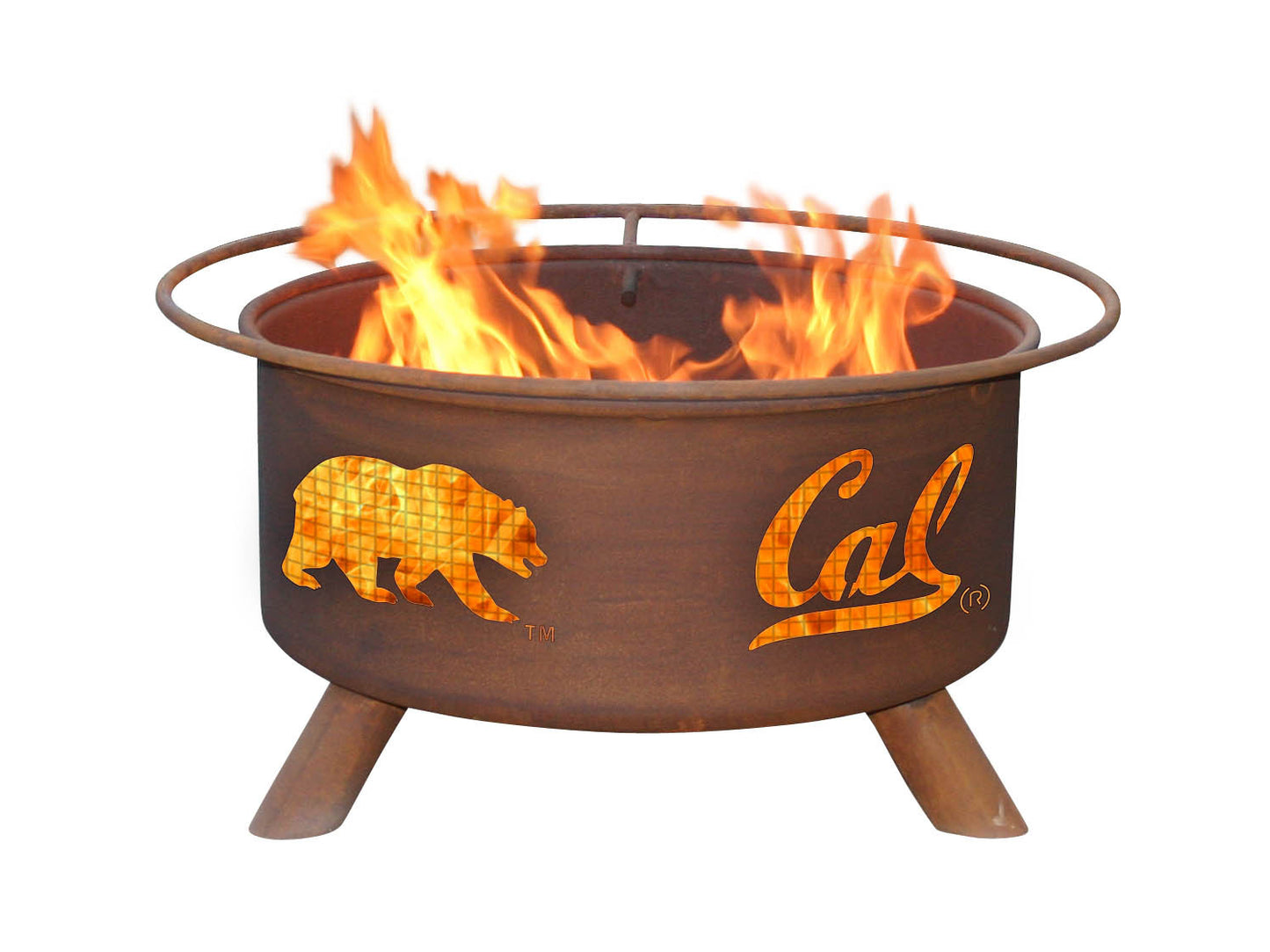 Collegiate University Cal Berkeley Logo Wood and Charcoal Steel Fire Pit, Fireplace - Yardify.com