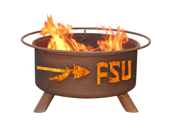 Collegiate Florida State University Logo Wood and Charcoal Steel Fire Pit, Fireplace - Yardify.com
