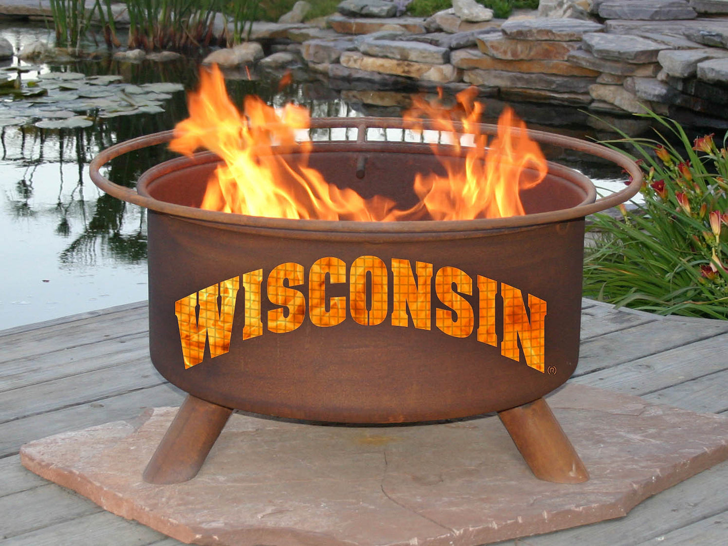 Collegiate Wisconsin Logo Fire Pit, Fireplace - Yardify.com