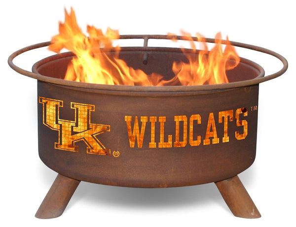 Collegiate University of Kentucky Wildcats Logo Wood / Charcoal Steel Fire Pit, Fireplace - Yardify.com