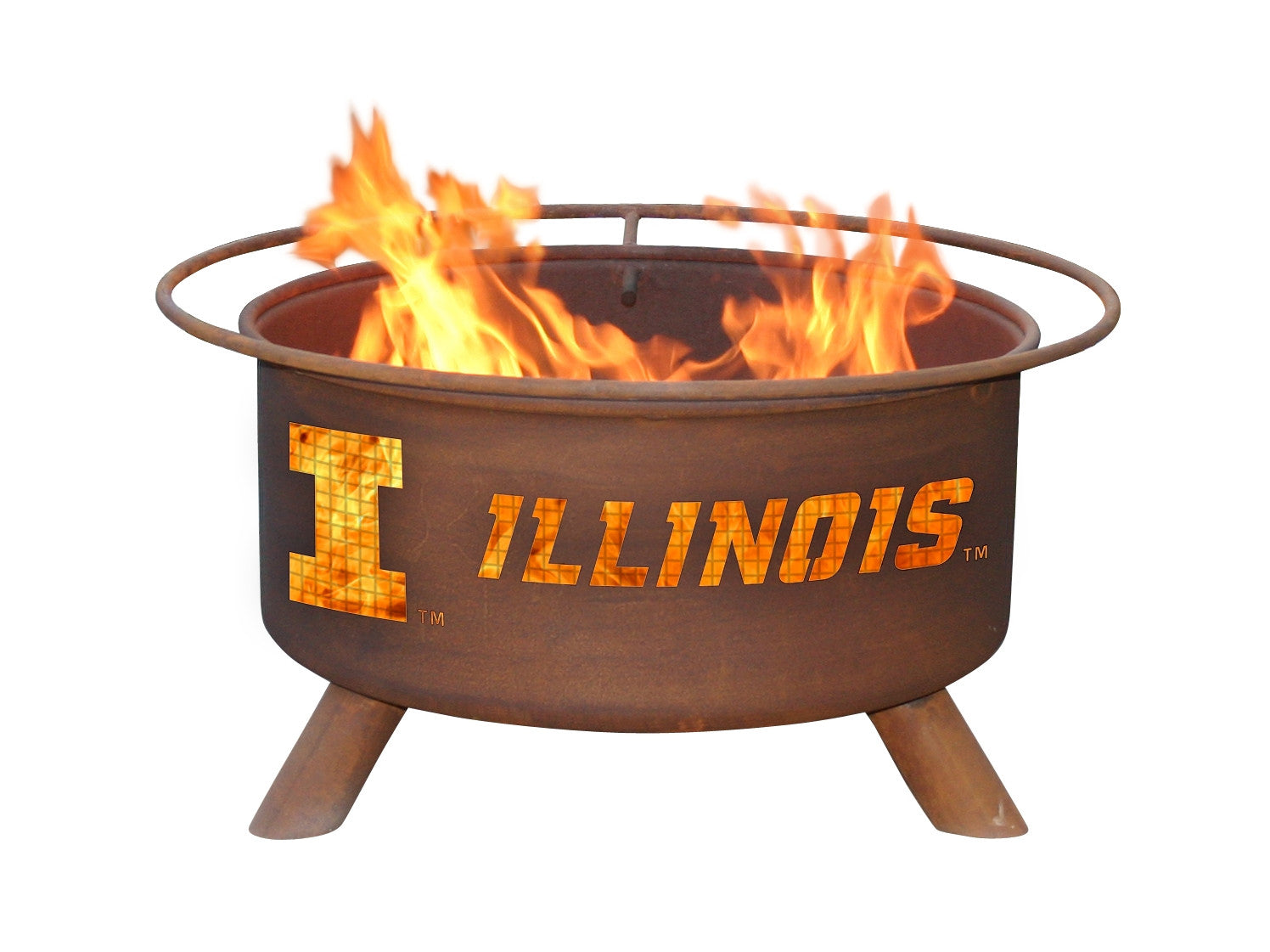 Collegiate University of Illinois Logo Wood / Charcoal Steel Fire Pit, Fireplace - Yardify.com