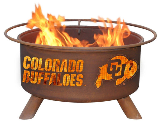 Collegiate University of Colorado Logo Wood and Charcoal Steel Fire Pit, Fireplace - Yardify.com