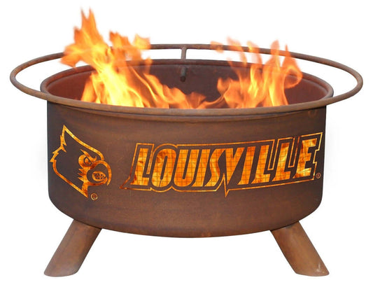 Collegiate Louisville Logo Wood / Charcoal Steel Fire Pit, Fireplace - Yardify.com