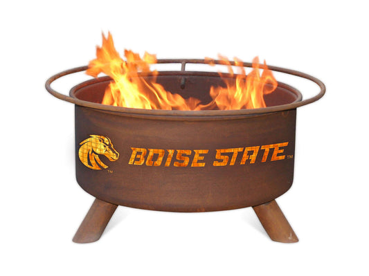 Collegiate Boise State University Logo Wood and Charcoal Steel Fire Pit, Fireplace - Yardify.com