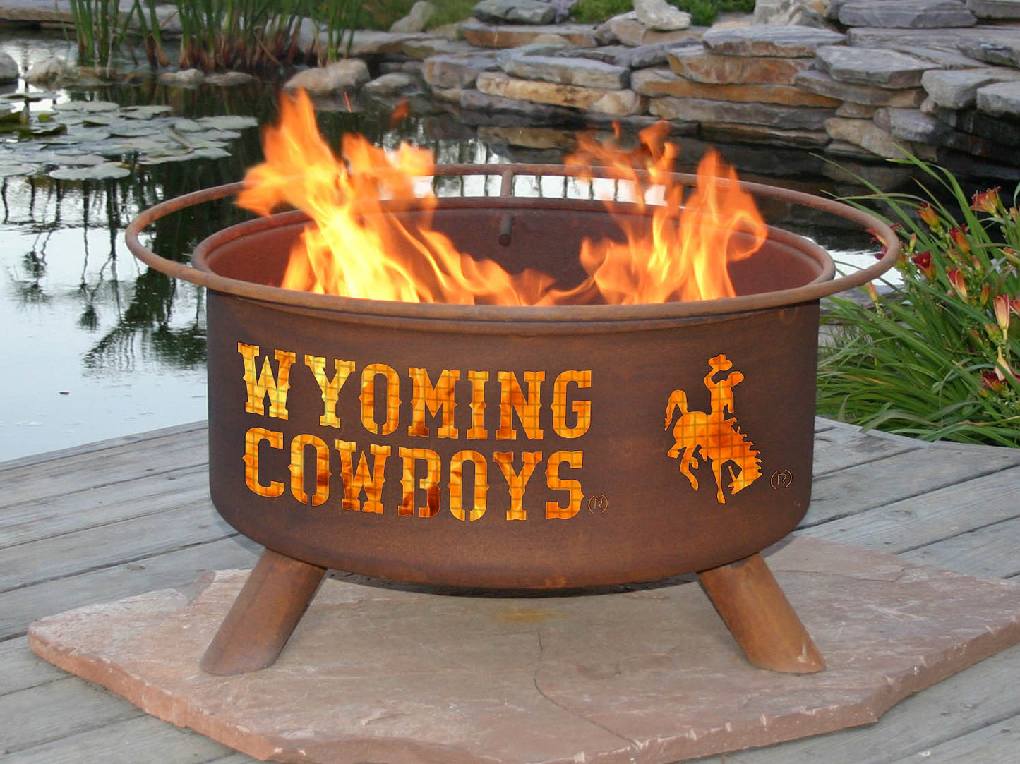 Collegiate Wyoming Logo Fire Pit, Fireplace - Yardify.com