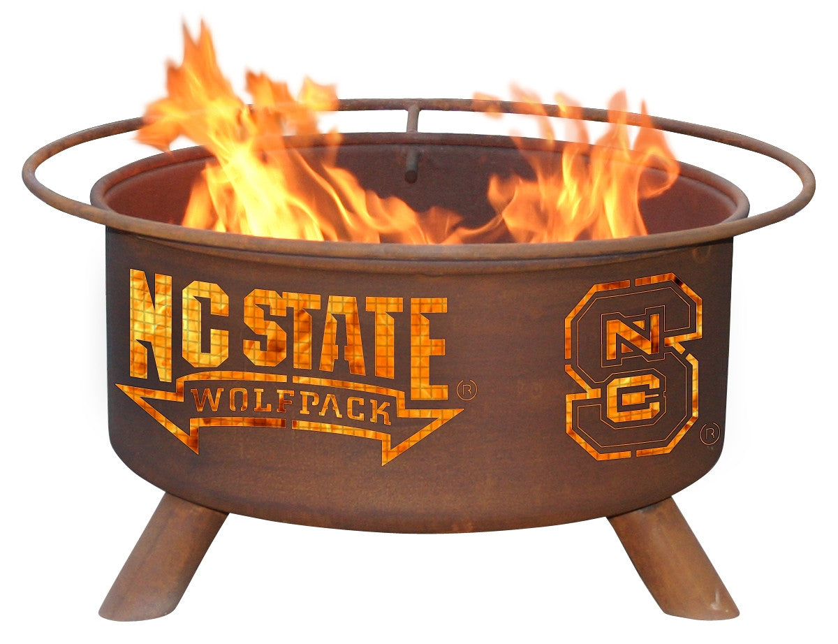 Collegiate North Carolina State University Logo Wood / Charcoal Steel Fire Pit, Fireplace - Yardify.com