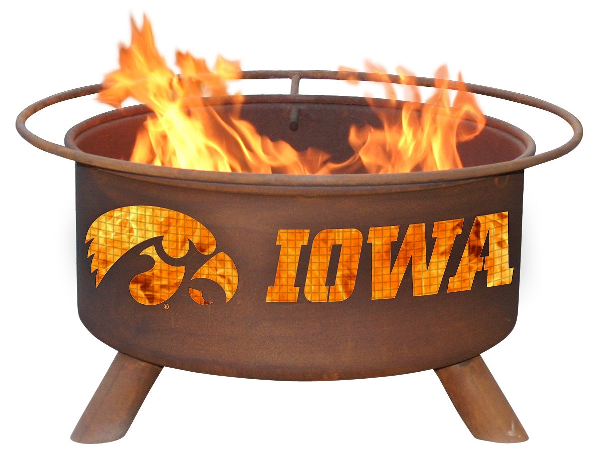 Collegiate University of Iowa Logo Wood / Charcoal Steel Fire Pit, Fireplace - Yardify.com
